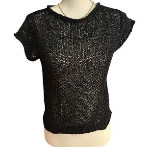 J. Crew Montauk Textured Sweater-Tee Black Knit Top NWT Small